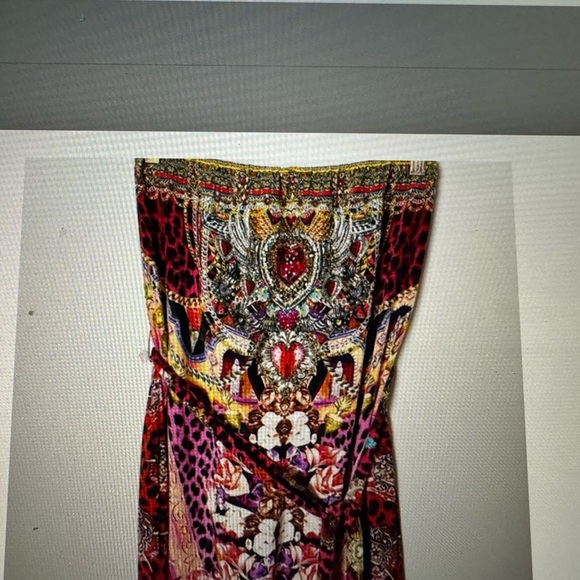 New Camilla Tie Waist Strapless Jumpsuit Artesania Mania 100% Silk Red Small - Picture 4 of 13